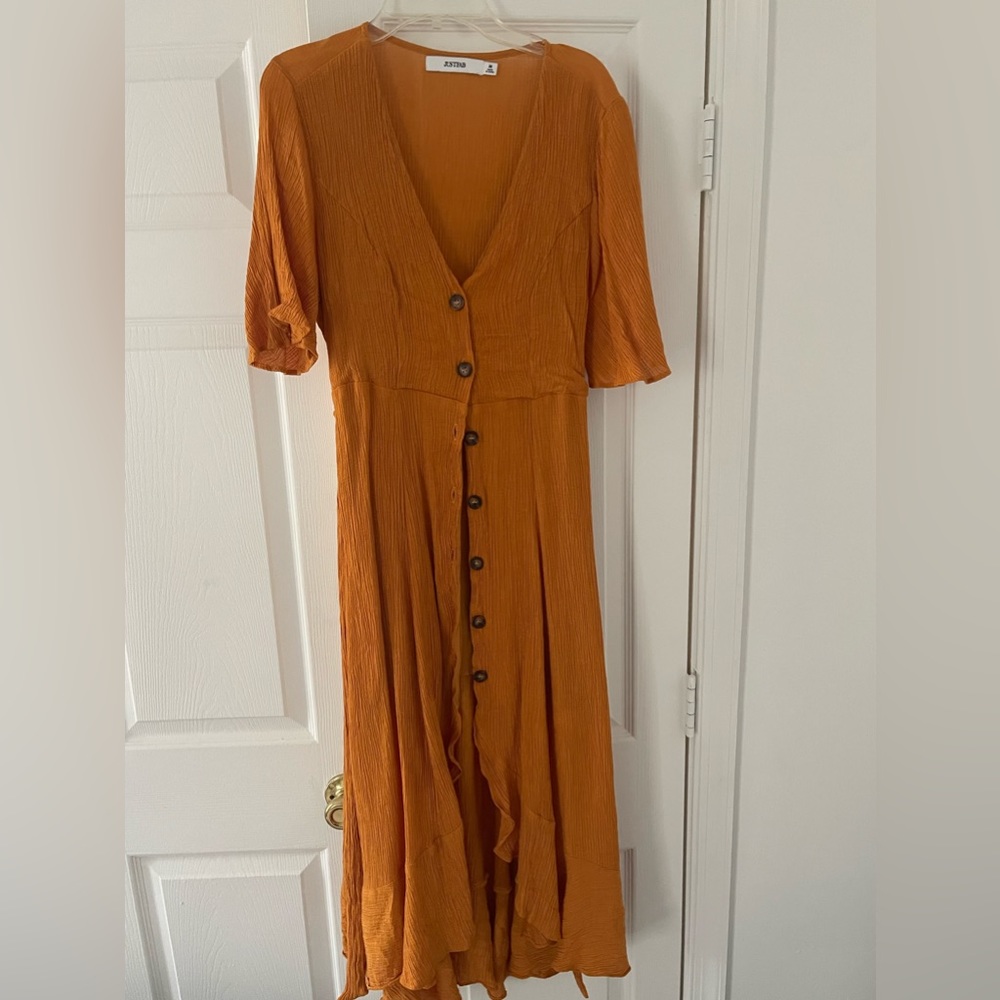 Orange Just Fab Flowy Dress